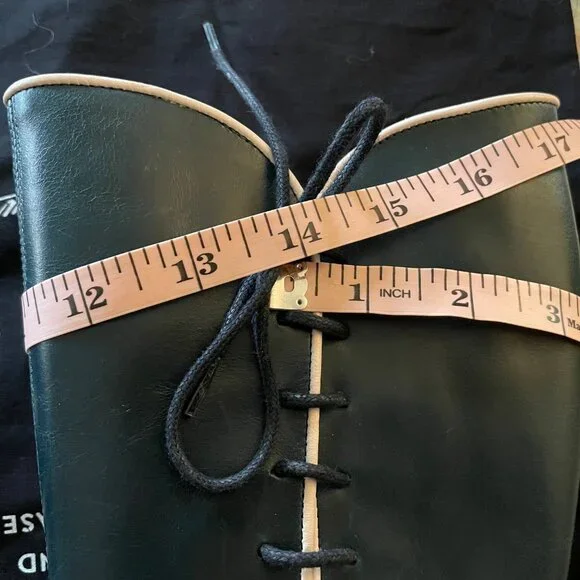 LAST Fluevog Mini Sugar Knee High Lace Up Boot Size 6.5 Blue Leather Corset Goth - Picture 11 of 16